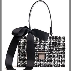White & Black Check Design Crossbody Bow